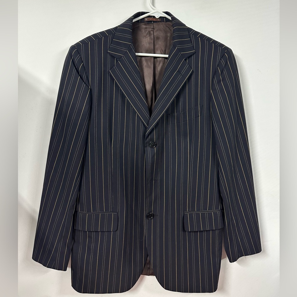 Etro Milano Blazer Jacket Mens 48R/38R US Blue Pinstriped Made in Italy Wool
